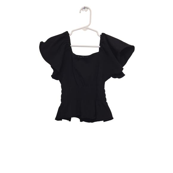 NWT With Jules Big Girls Flutter Sleeve Top In Black M - Picture 2 of 8